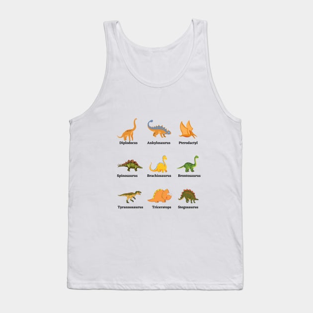 Dinosaurs Characters and Dino Pack Names Tank Top by IlanaArt